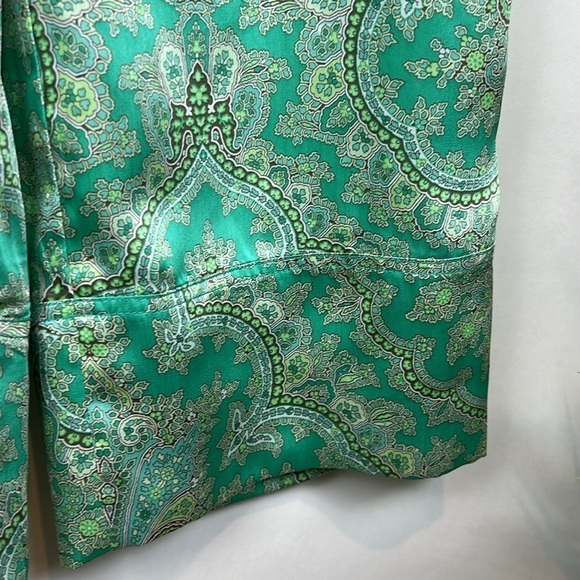 NWT J. Crew Ratti Paisley Wide Leg Pant Lounge Green 4 - Picture 8 of 13